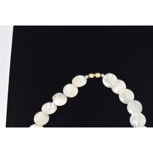 Antique Art Deco Mother Of Pearl Shell Coin Beads Single Strand Choker Necklace - Picture 6 of 12